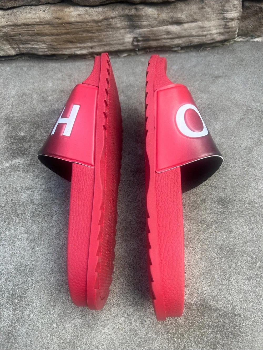HUGO Red and Black Logo Slide Sandals